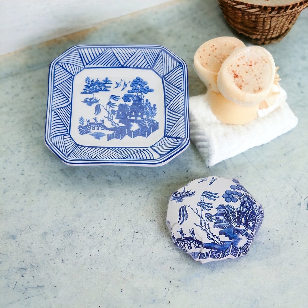 Chinoiserie Soap And Trinket Dish Set - Decorative Ceramic Soap Tray Gift