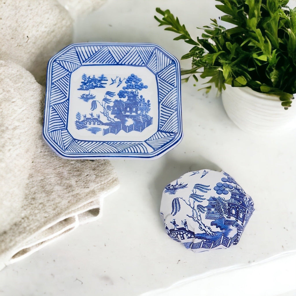 Chinoiserie Soap And Trinket Dish Set - Decorative Ceramic Soap Tray Gift