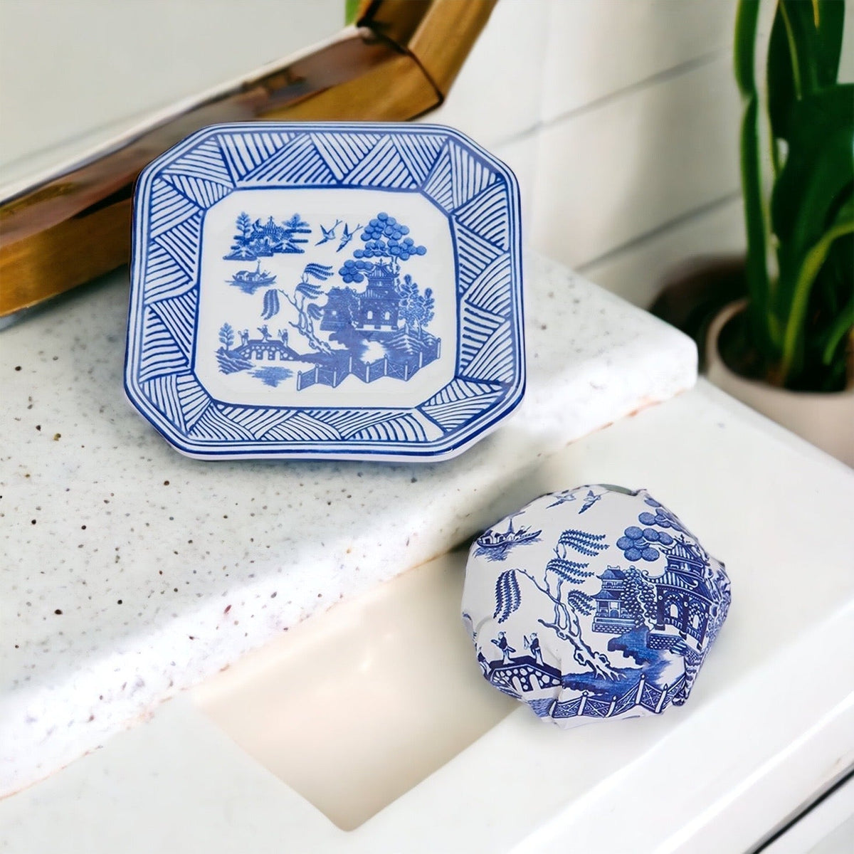 Chinoiserie Soap And Trinket Dish Set - Decorative Ceramic Soap Tray Gift