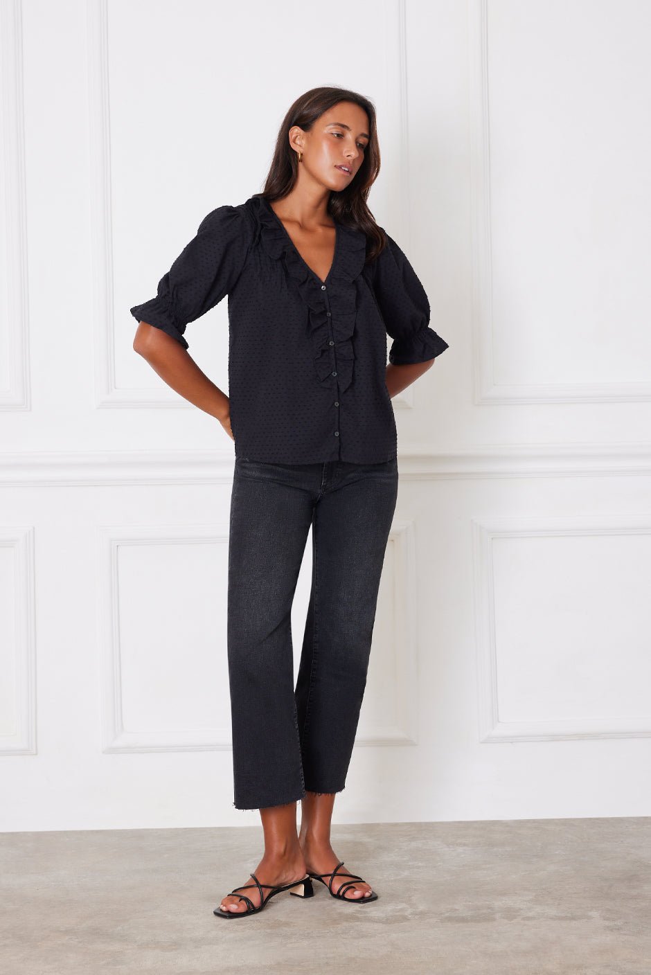 Chloe Shirt in Black Solid - Che Cose Belle