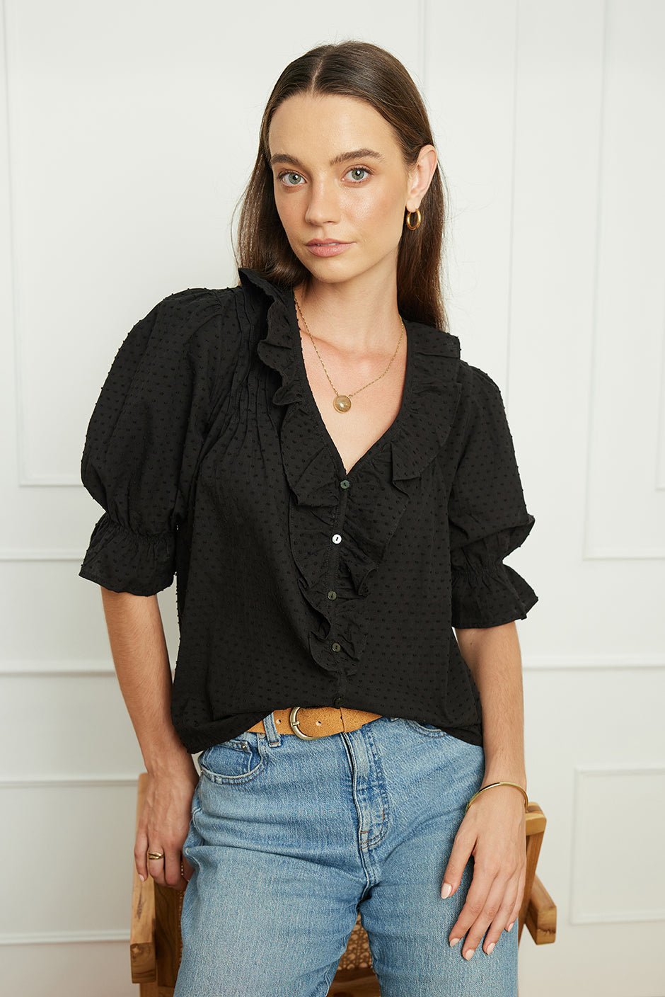 Chloe Shirt in Black Solid - Che Cose Belle