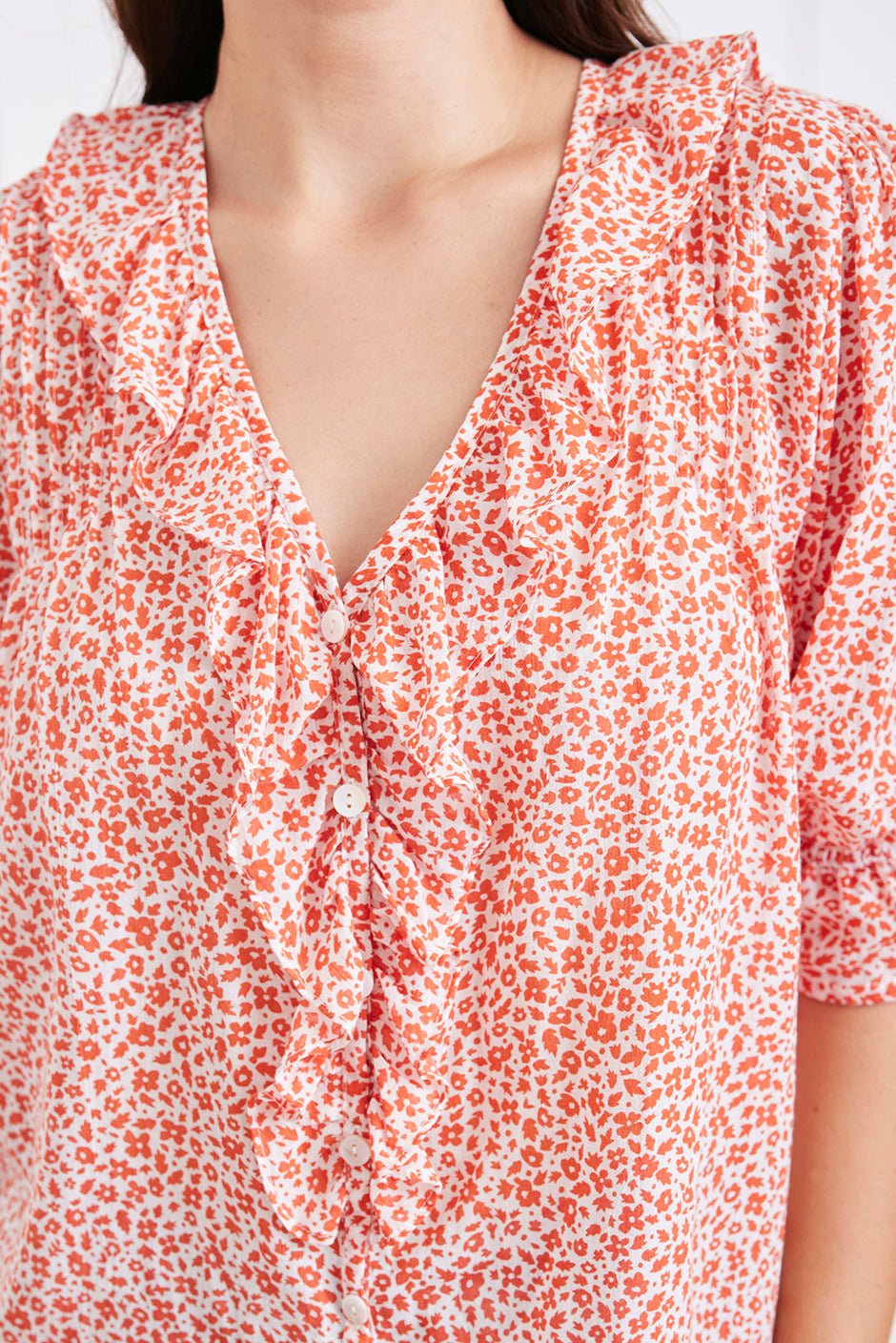 Chloe Shirt in Chili Vintage Bloom - Che Cose Belle