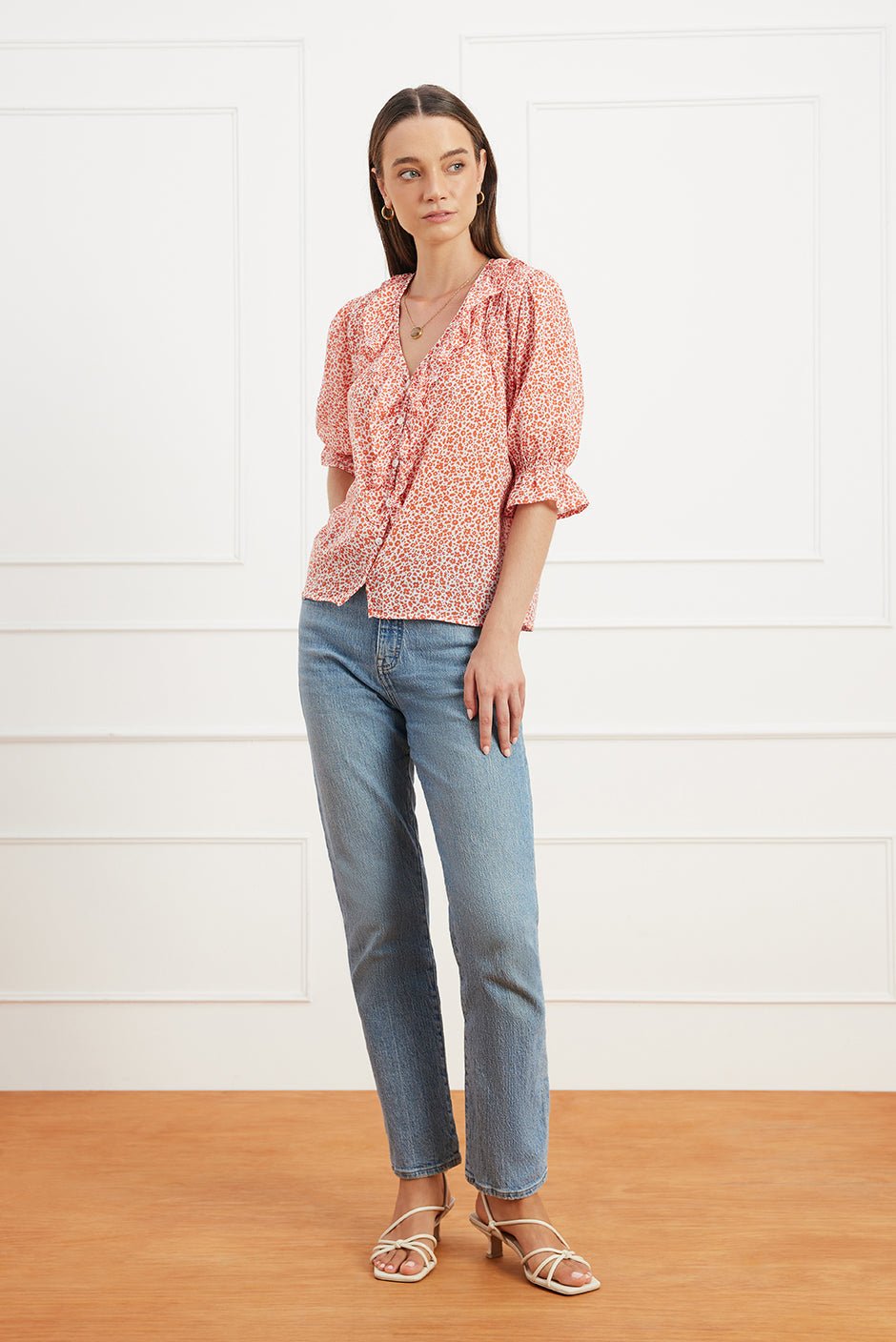 Chloe Shirt in Chili Vintage Bloom - Che Cose Belle