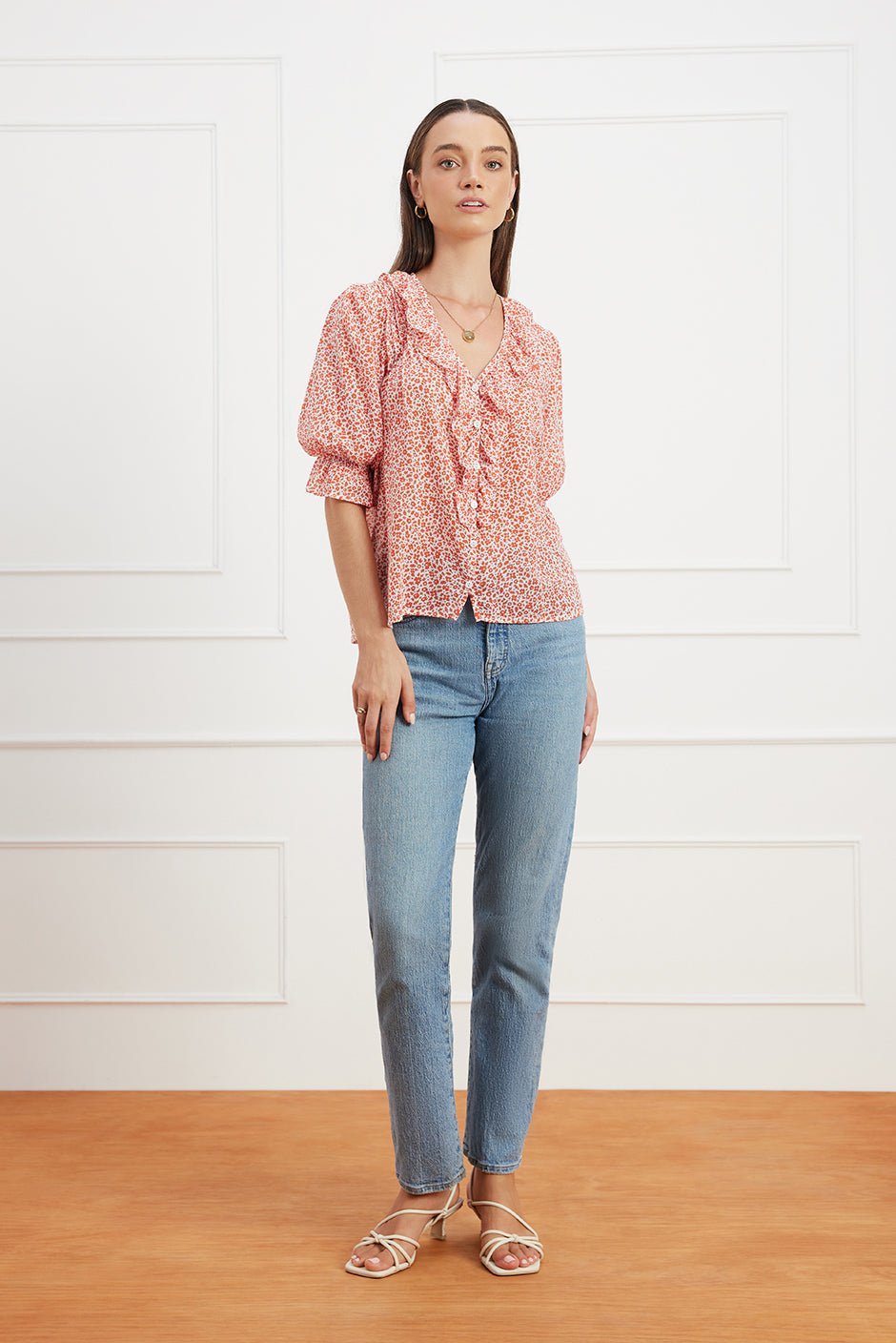 Chloe Shirt in Chili Vintage Bloom - Che Cose Belle
