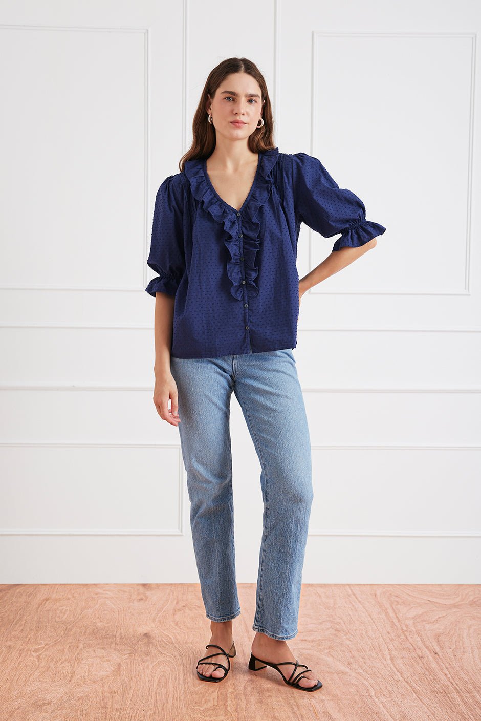 Chloe Shirt in Navy Solid - Che Cose Belle