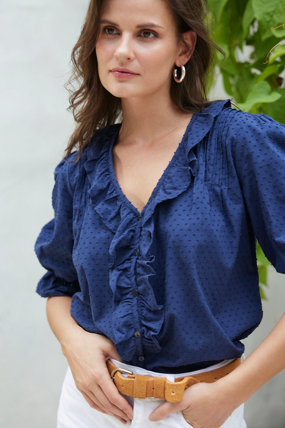 Chloe Shirt in Navy Solid - Che Cose Belle