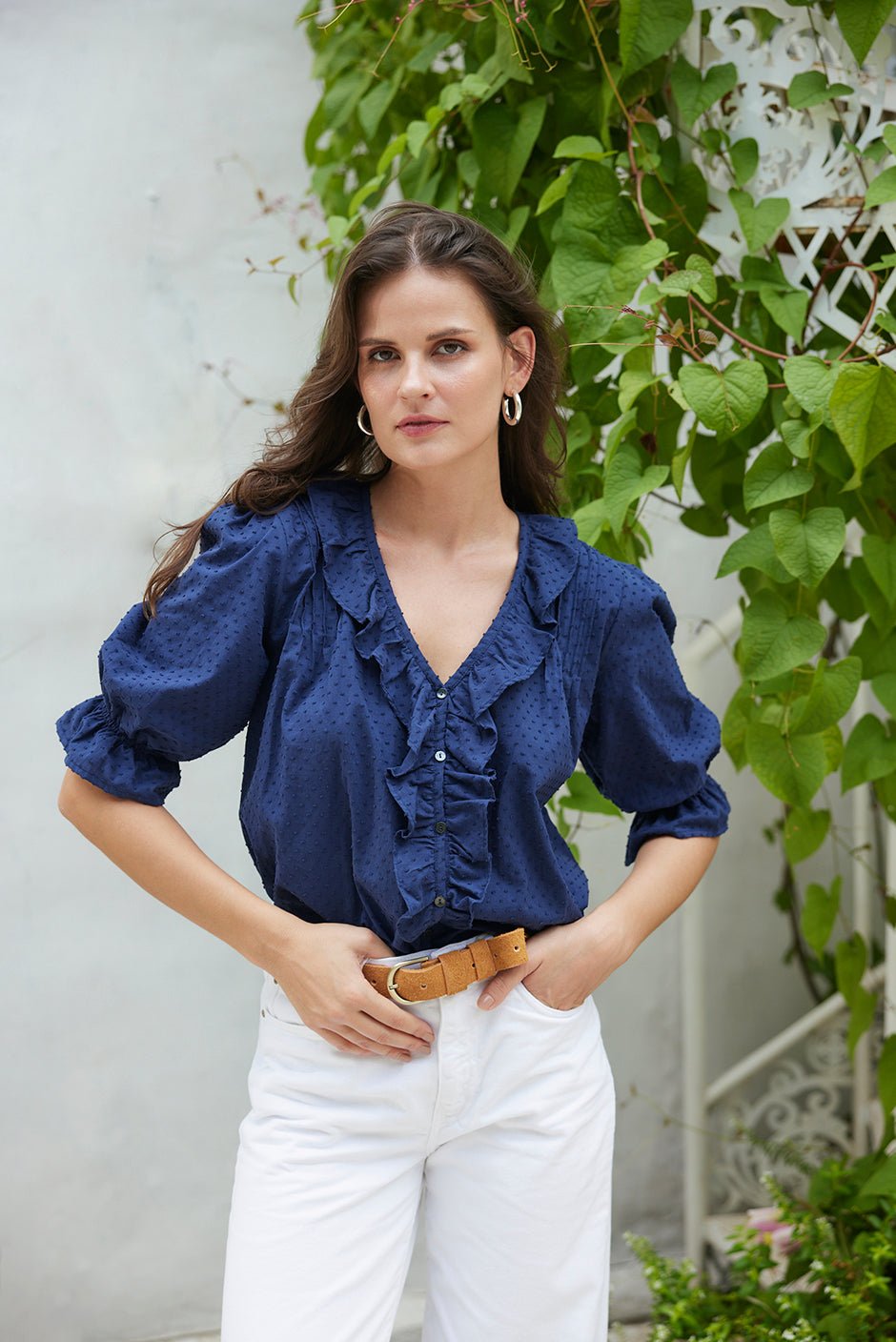 Chloe Shirt in Navy Solid - Che Cose Belle