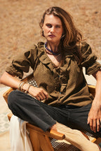 Chloe Shirt in Olive Green Solid - Che Cose Belle