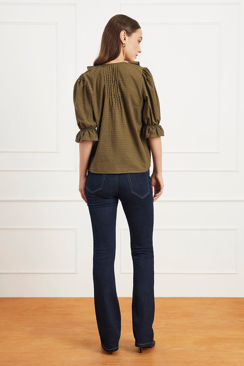 Chloe Shirt in Olive Green Solid - Che Cose Belle