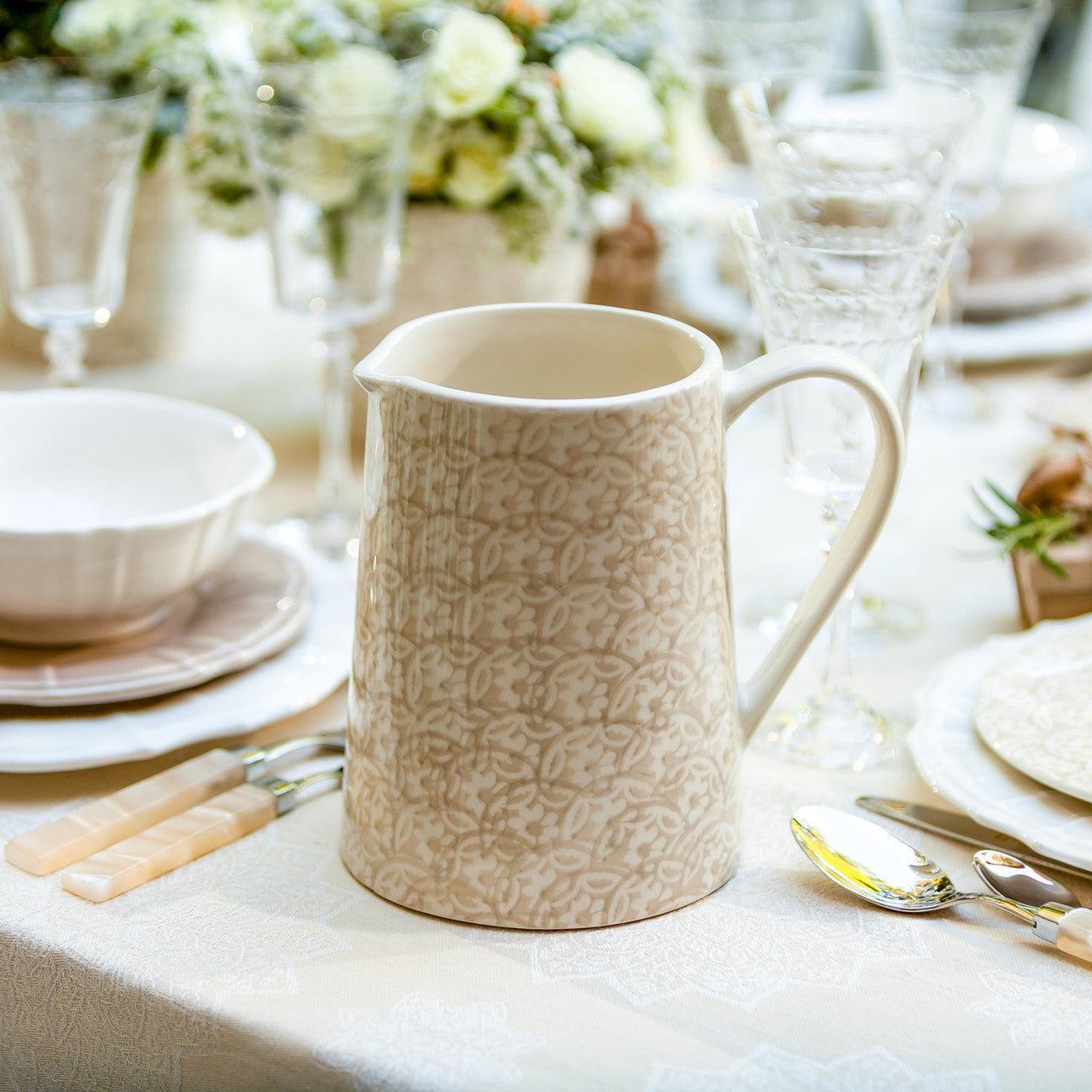Chloe Floral Accent Pitcher in Beige - Che Cose Belle