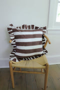 Chocolate Stripe Ruffled Throw Pillow (20-inch) - Che Cose Belle