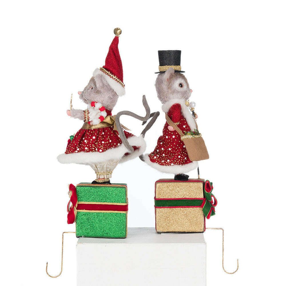 Christmas Ball Mouse Stocking Holder Assortment of 2 by Katherine's Collection - Che Cose Belle