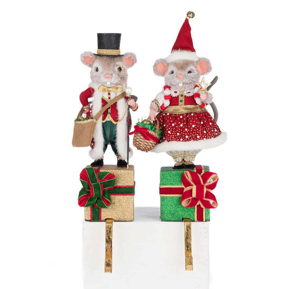 Christmas Ball Mouse Stocking Holder Assortment of 2 by Katherine's Collection - Che Cose Belle