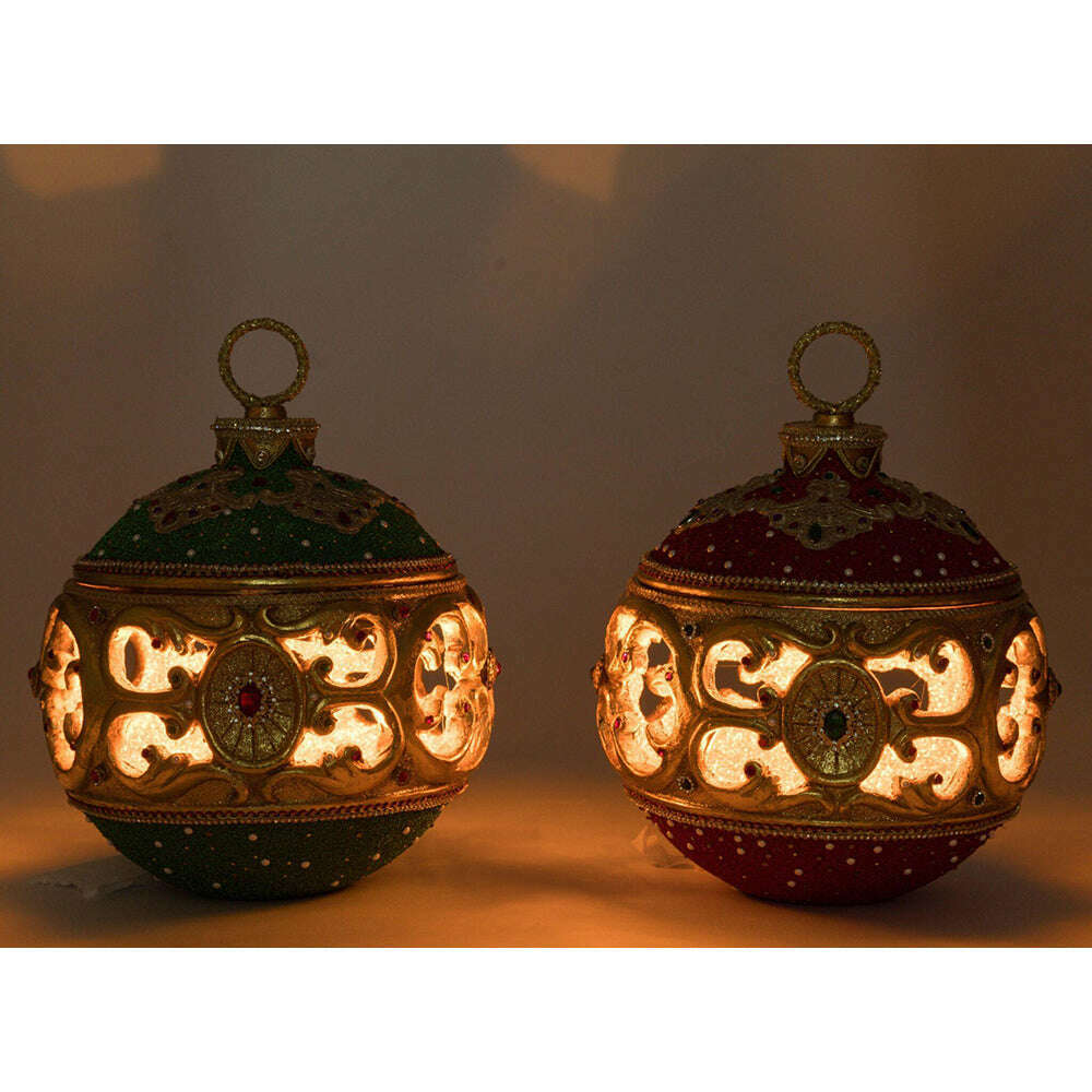 Christmas Ball Tabletop Ornament with Tea Light Assortment of 2 by Katherine's Collection