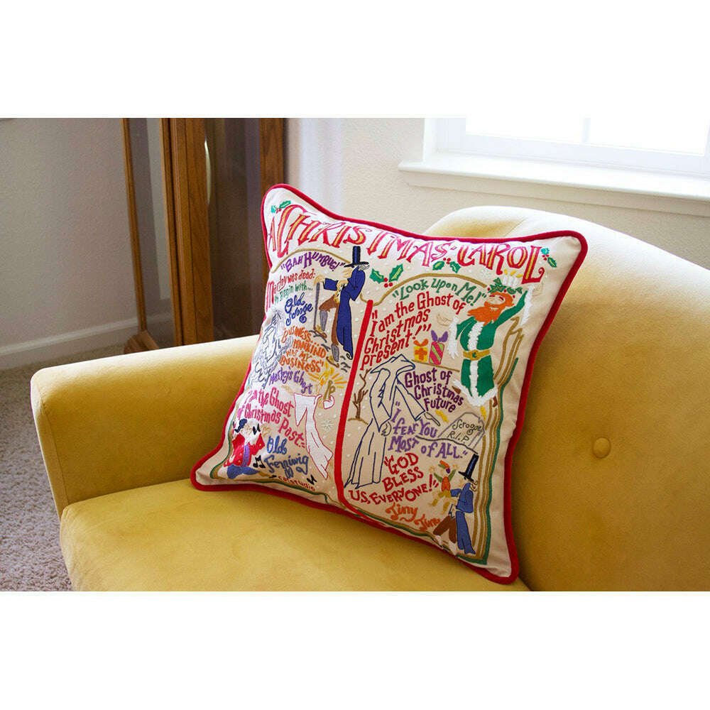 Christmas Carol Hand-Embroidered Pillow by Cat Studio - Che Cose Belle