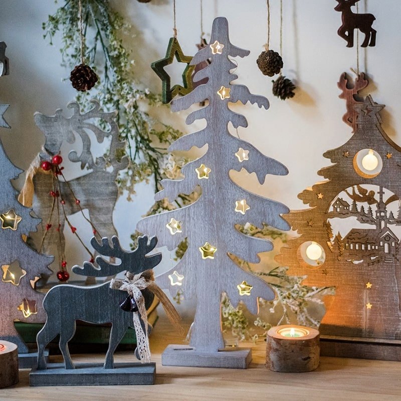 Christmas Desktop Decoration Figurines in Wood - Che Cose Belle