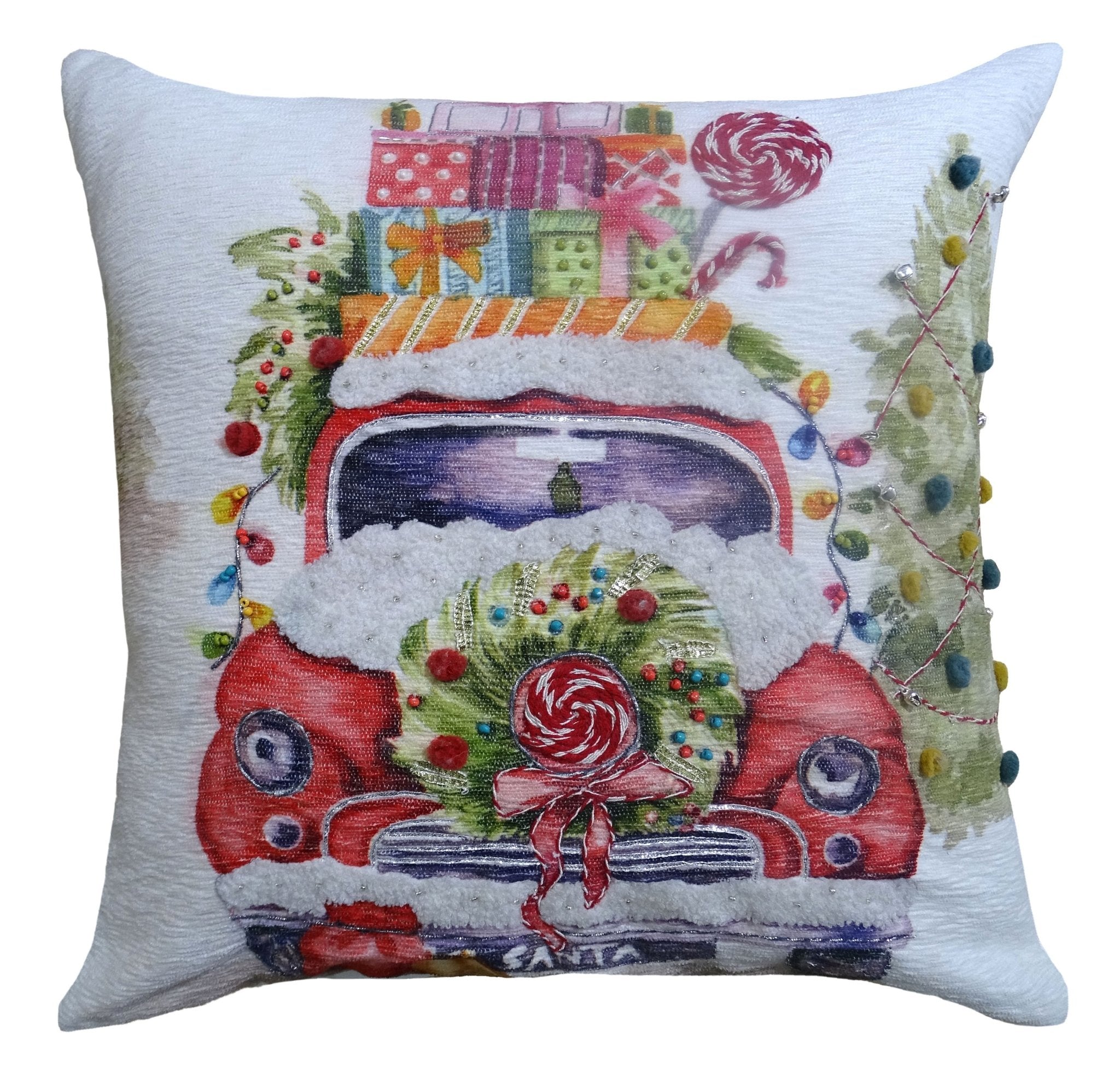 Christmas Embroidered Throw Pillow 20" x 20" - Che Cose Belle