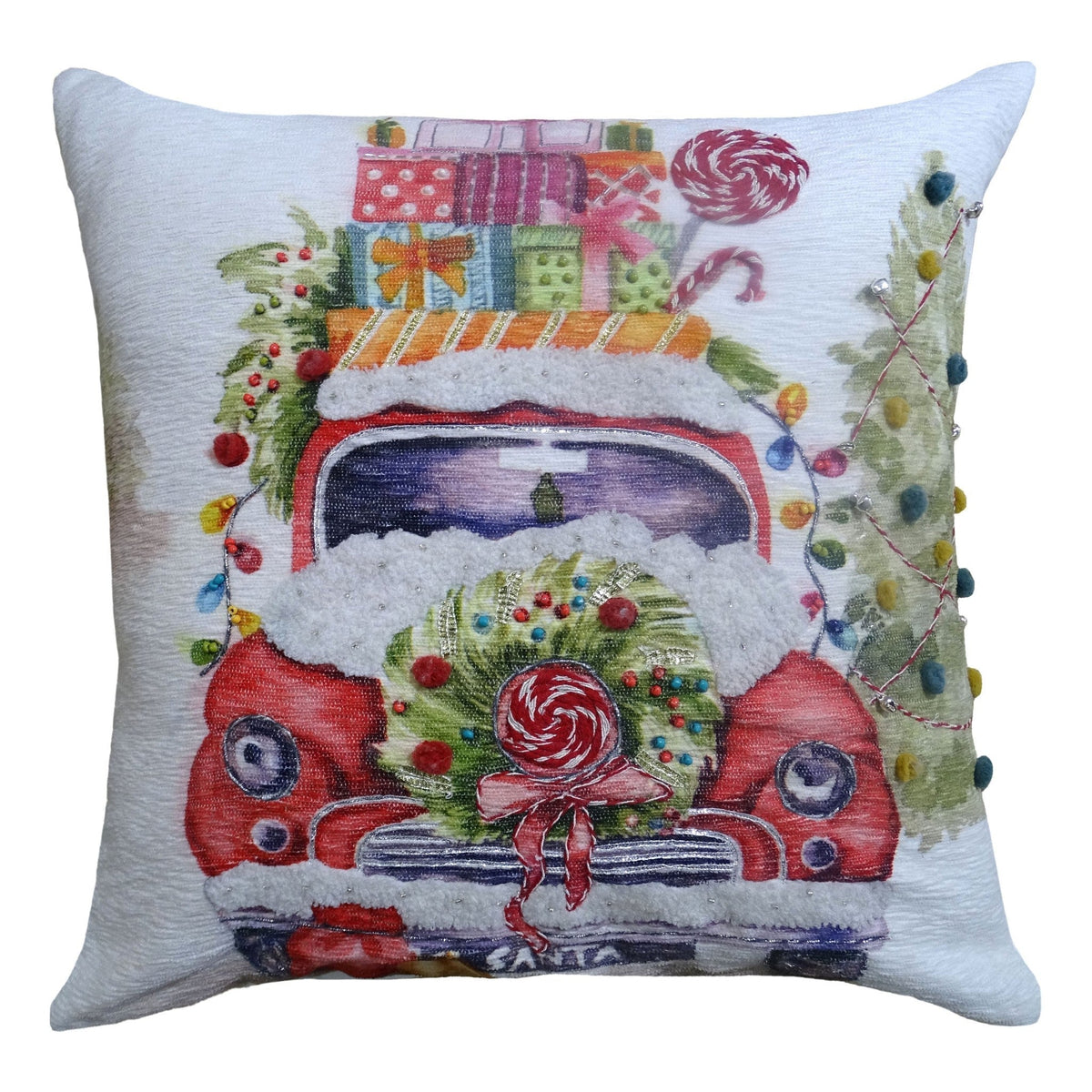 Christmas Embroidered Throw Pillow 20" x 20" - Che Cose Belle