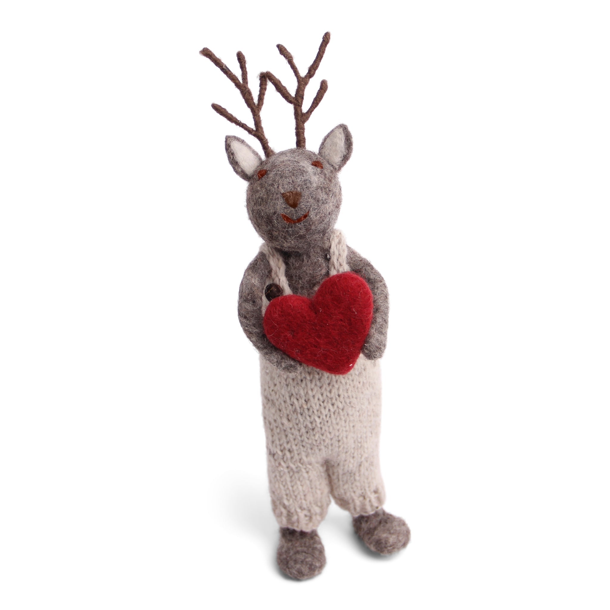 Christmas Figurine - Reindeer with Heart (Grey) - Large - Che Cose Belle