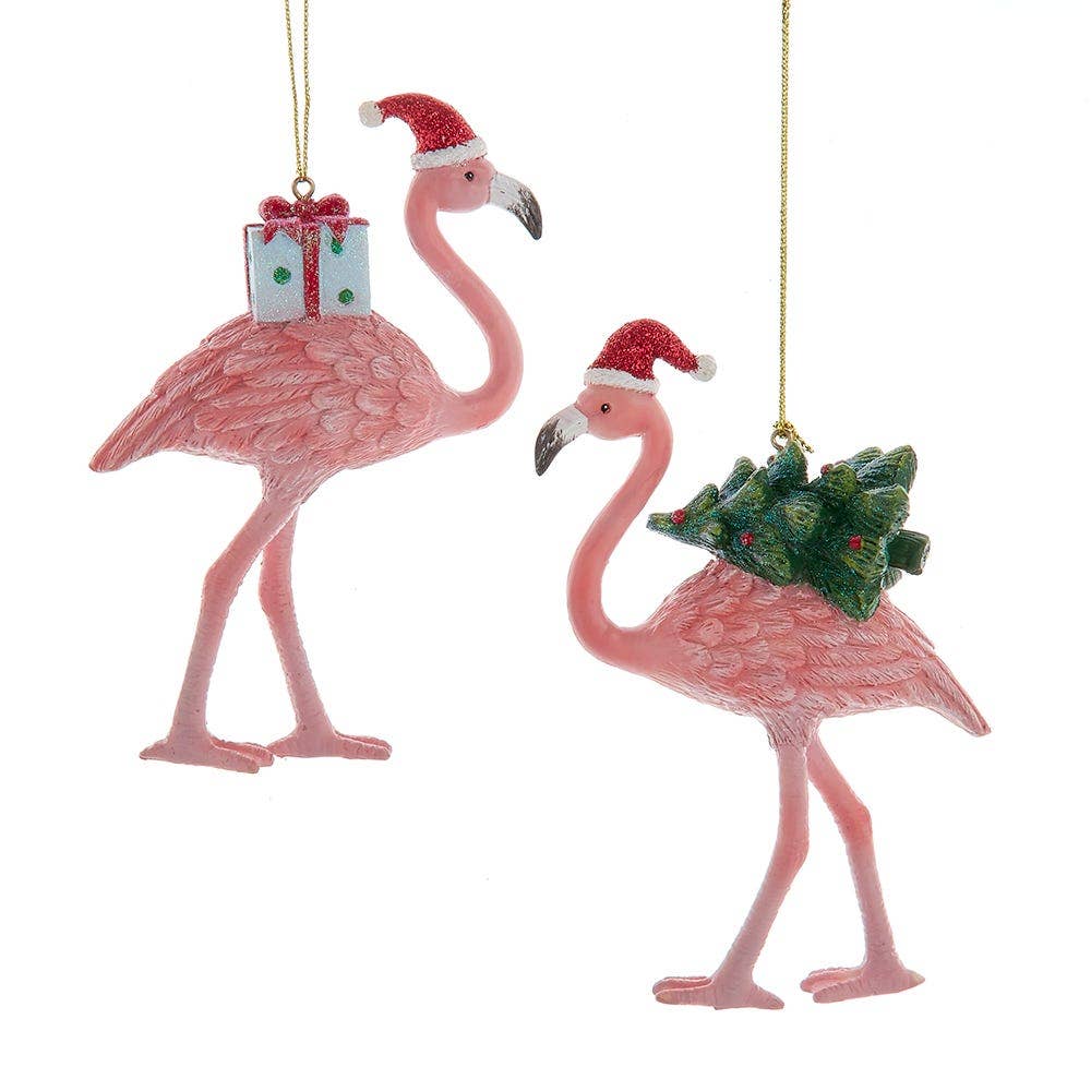 Christmas Flamingo Ornament – Coastal Holiday Decor with Gifts & Tree - Che Cose Belle