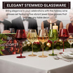 Christmas Holiday Wine Glasses Set of 5 – 20oz Goblets - Che Cose Belle