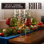 Christmas Holiday Wine Glasses Set of 5 – 20oz Goblets - Che Cose Belle