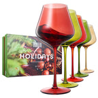 Christmas Holiday Wine Glasses Set of 5 – 20oz Goblets - Che Cose Belle
