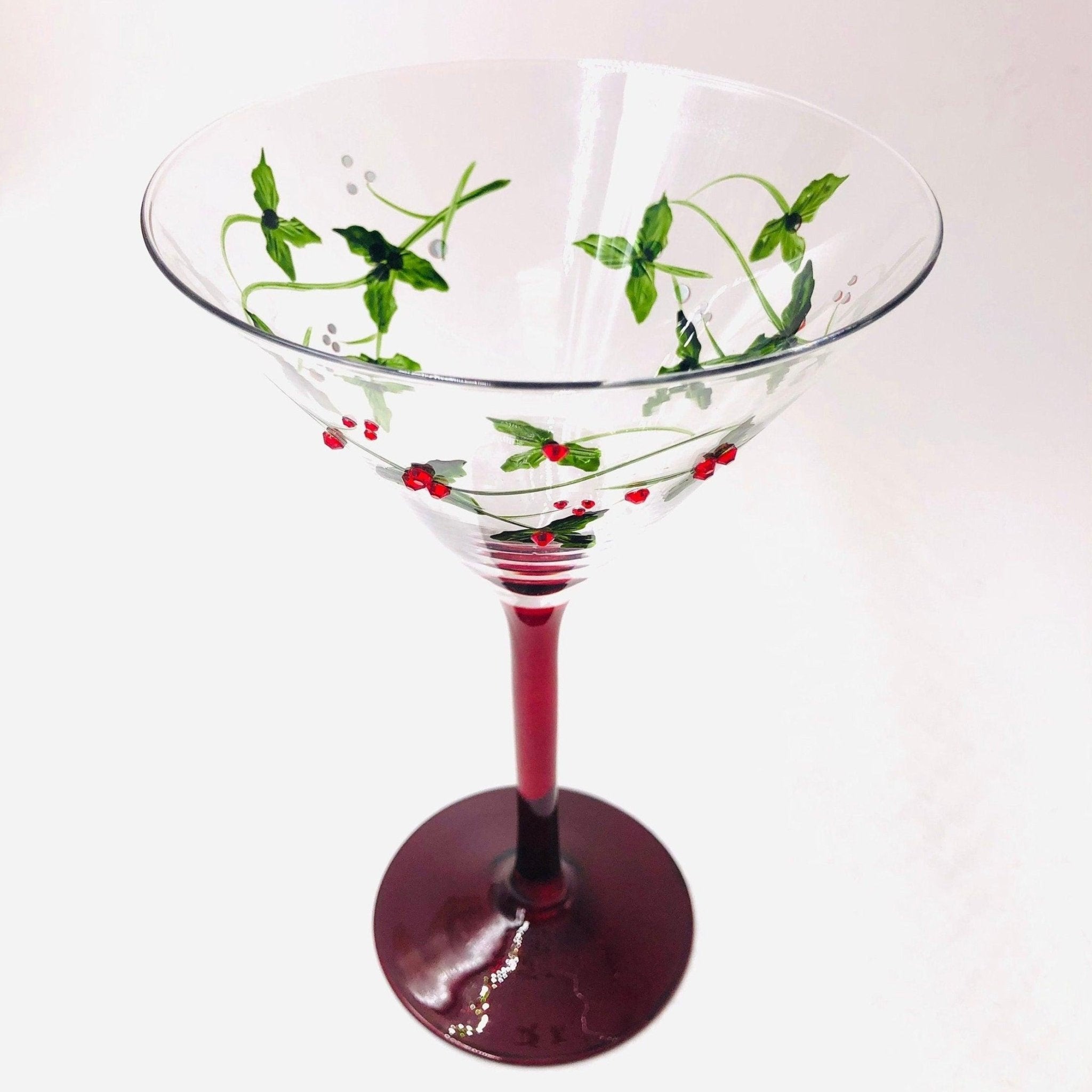 Christmas Holly Martini Glasses - Che Cose Belle