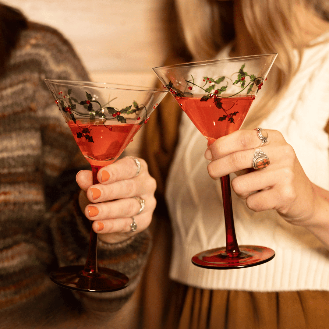 Christmas Holly Martini Glasses - Che Cose Belle