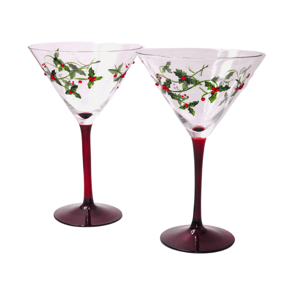 Christmas Holly Martini Glasses - Che Cose Belle
