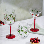 Christmas Holly Stemless Wine Glasses - Che Cose Belle