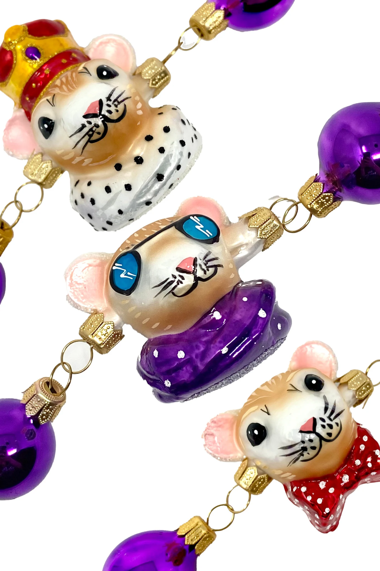 Christmas Mouse Glass Tree Garland - Che Cose Belle