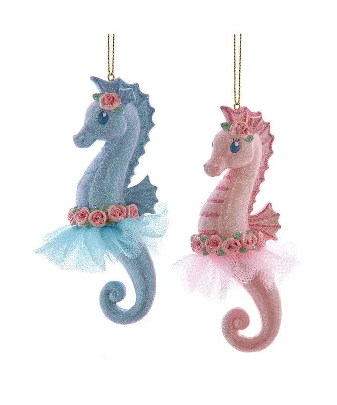 Christmas Ornament - Coastal Ballet Seahorse Holiday Decor 4.5" Assorted - Che Cose Belle