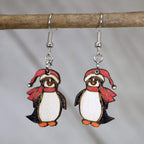 Christmas Penguin Wooden Dangle Earrings | Holiday Animal Jewelry - Che Cose Belle