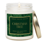 Christmas Tree Soy Candle - Patterned Clear Jar - 9 oz - Che Cose Belle