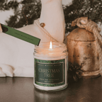 Christmas Tree Soy Candle - Patterned Clear Jar - 9 oz - Che Cose Belle
