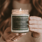 Christmas Tree Soy Candle - Patterned Clear Jar - 9 oz - Che Cose Belle