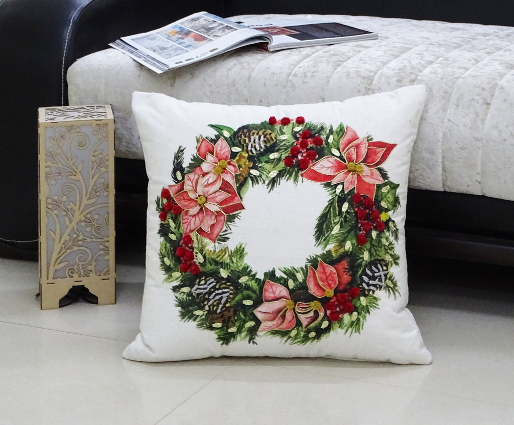 Christmas Wreath Decorative Throw Pillow 20" x 20" - Che Cose Belle