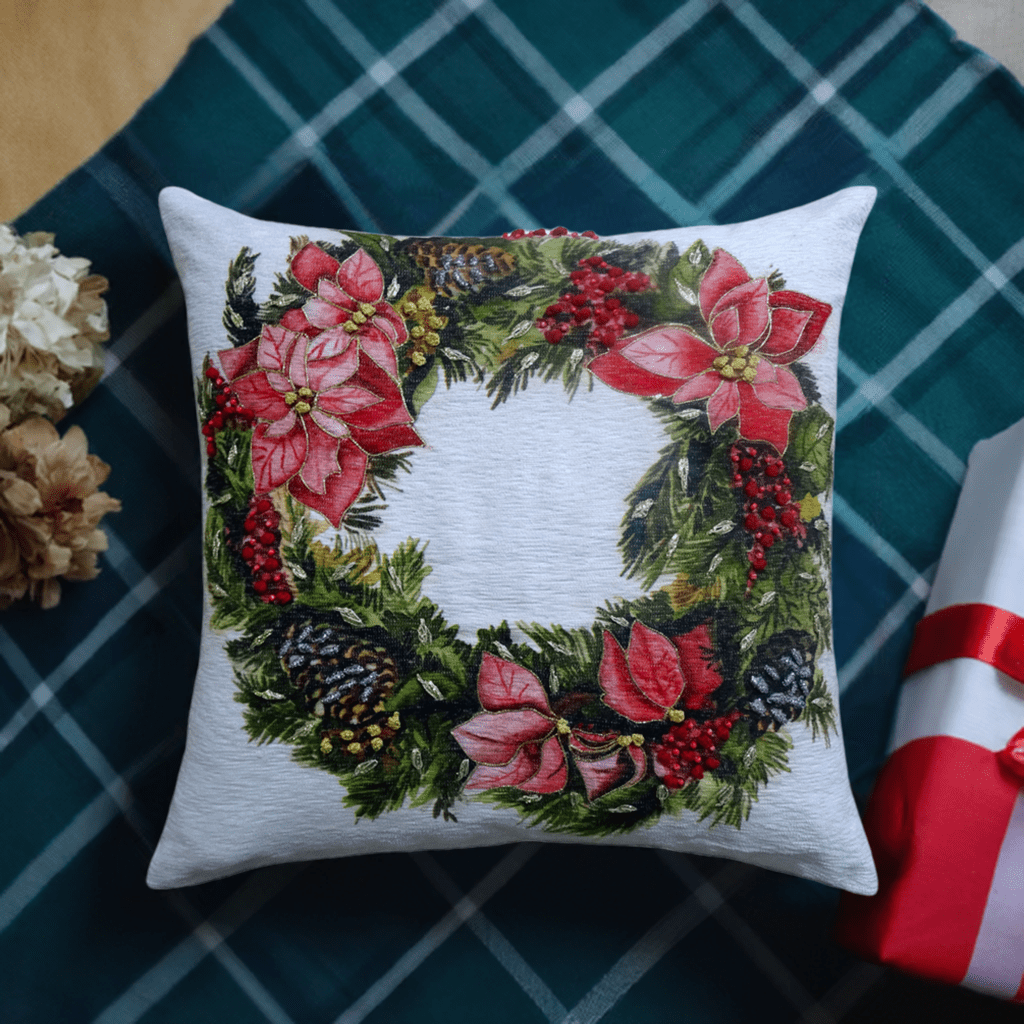 Christmas Wreath Decorative Throw Pillow 20" x 20" - Che Cose Belle