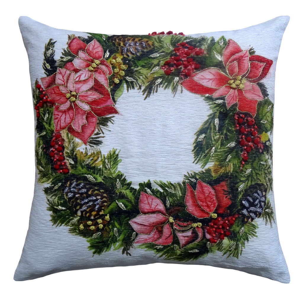 Christmas Wreath Decorative Throw Pillow 20" x 20" - Che Cose Belle
