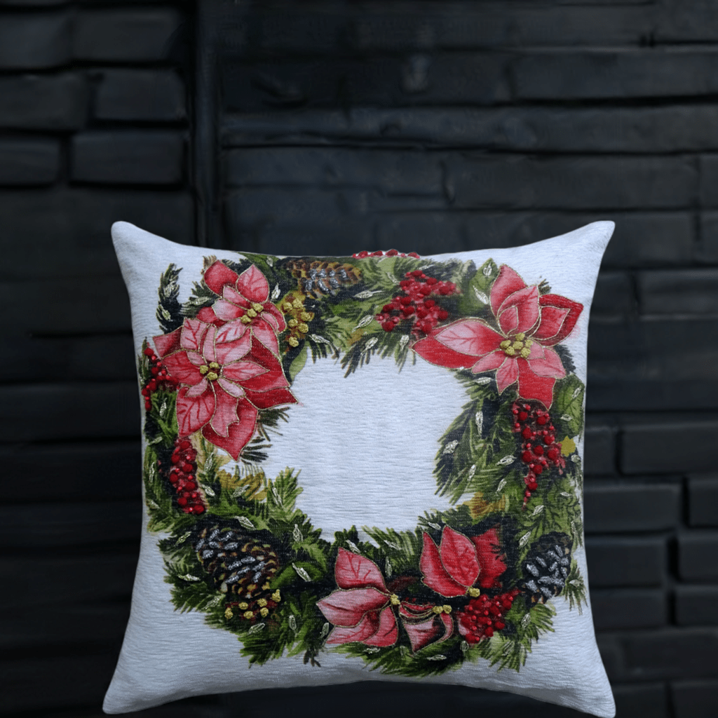 Christmas Wreath Decorative Throw Pillow 20" x 20" - Che Cose Belle