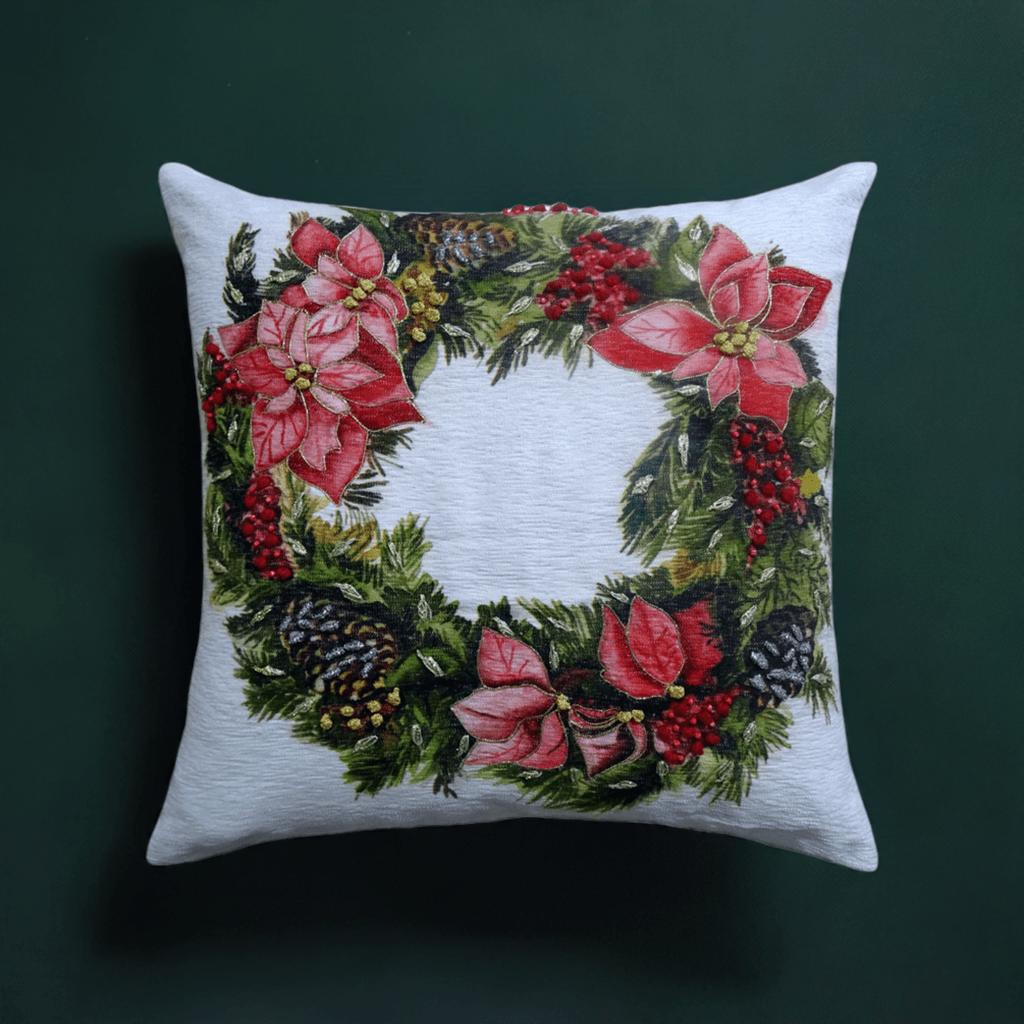 Christmas Wreath Decorative Throw Pillow 20" x 20" - Che Cose Belle