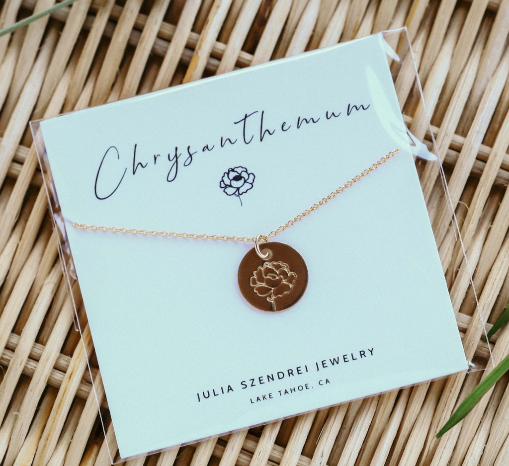Chrysanthemum Birth Flower Necklace for November - Che Cose Belle
