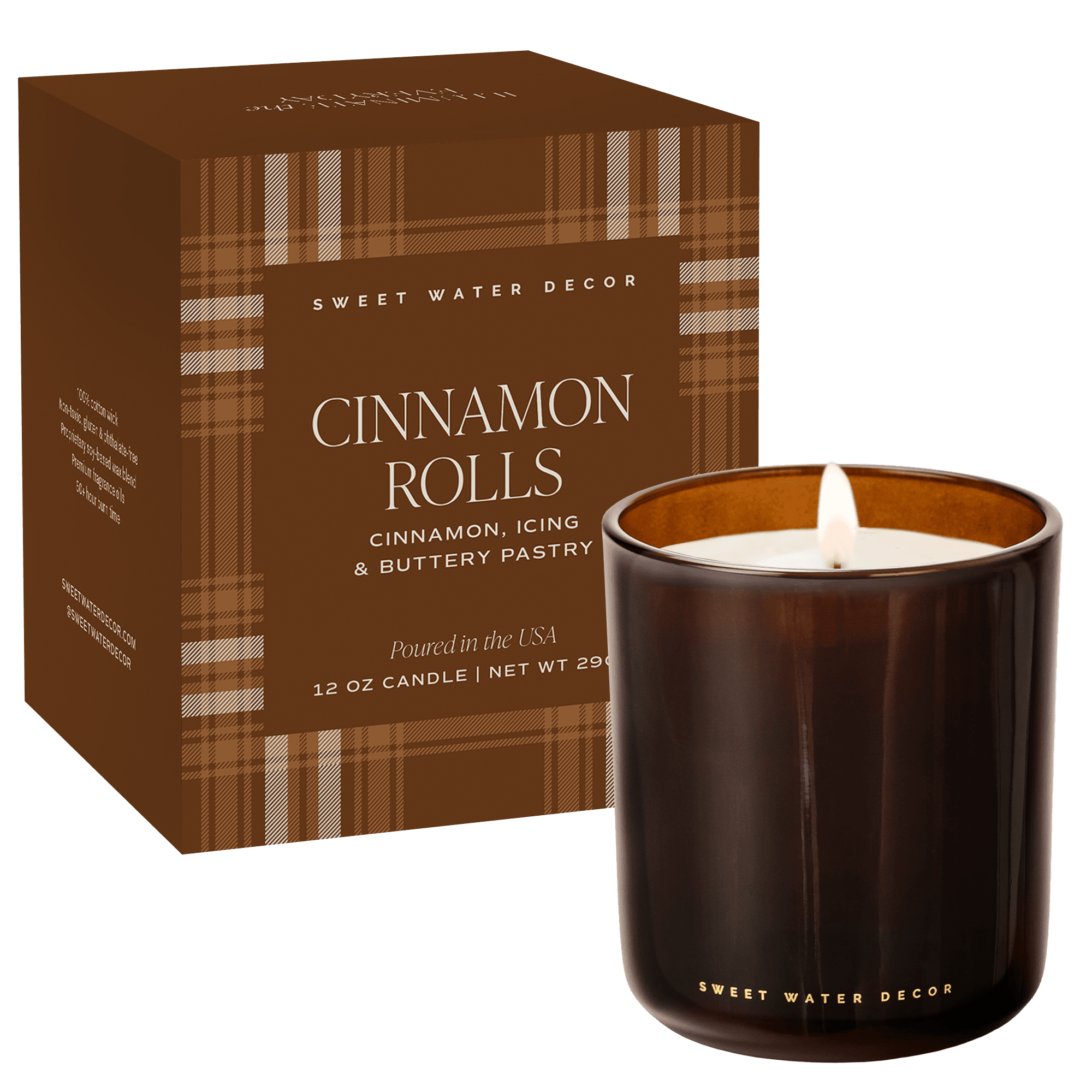 Cinnamon Rolls Soy Candle - Boxed Amber Tinted Glass Jar - 12 oz - Che Cose Belle