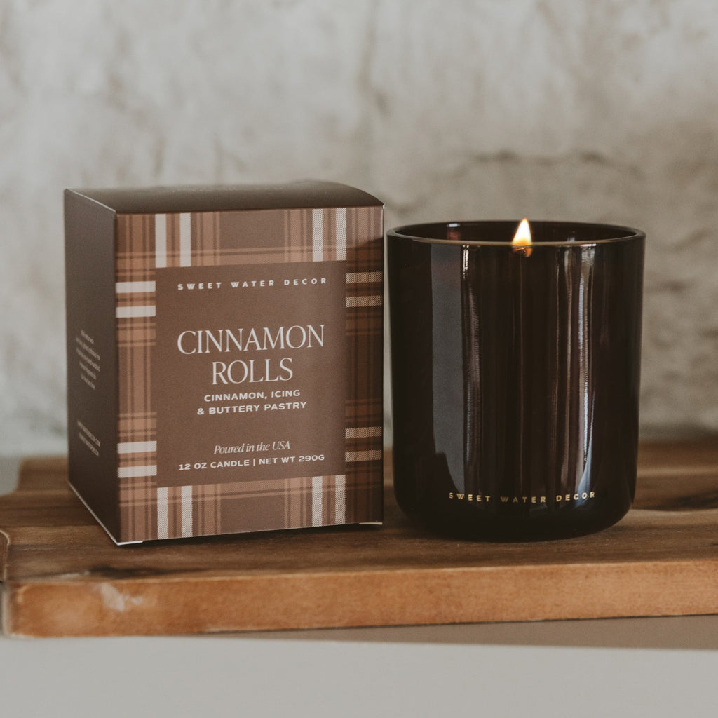 Cinnamon Rolls Soy Candle - Boxed Amber Tinted Glass Jar - 12 oz - Che Cose Belle