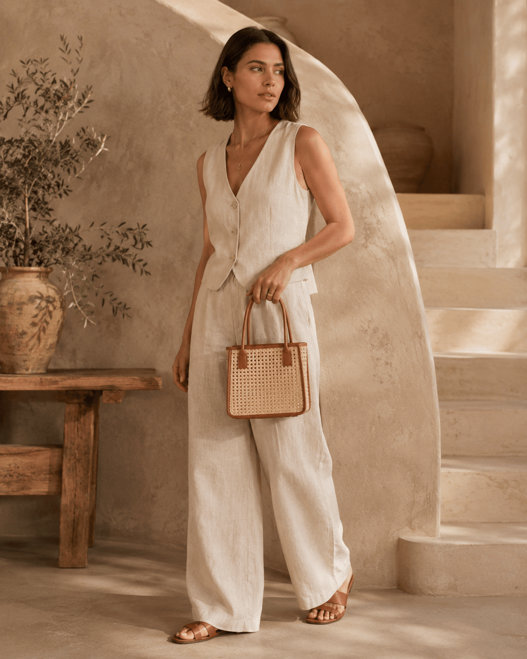 Citra Leather and Rattan Tote Bag - Che Cose Belle