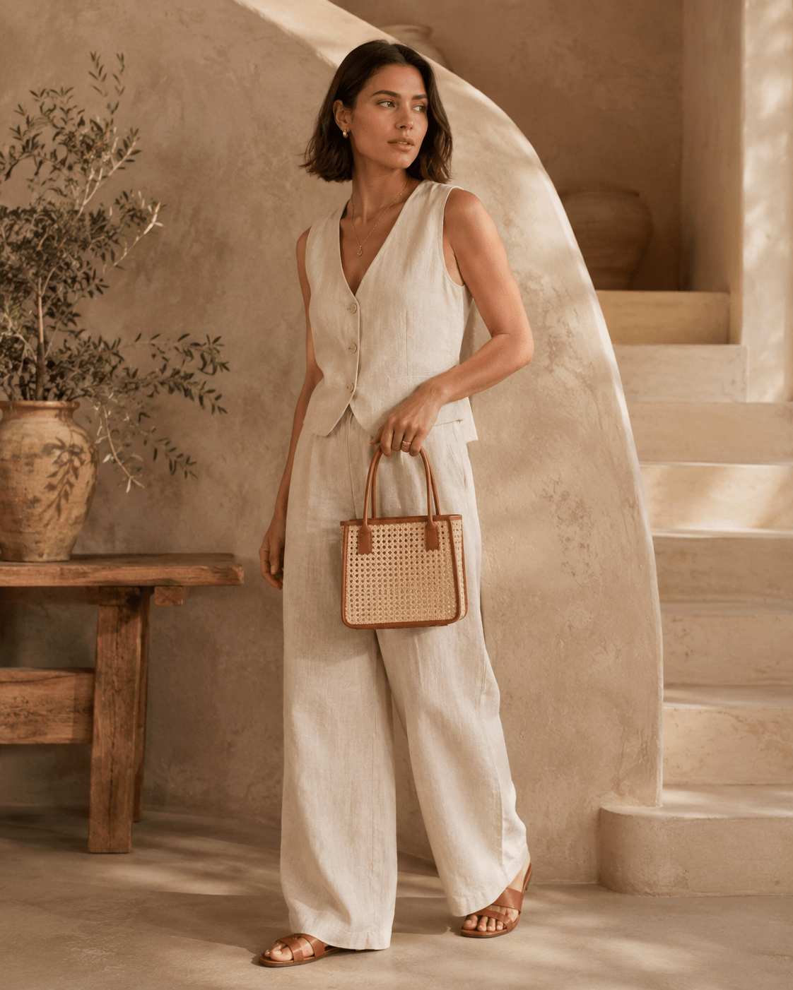 Citra Leather and Rattan Tote Bag - Che Cose Belle