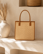 Citra Leather and Rattan Tote Bag - Che Cose Belle