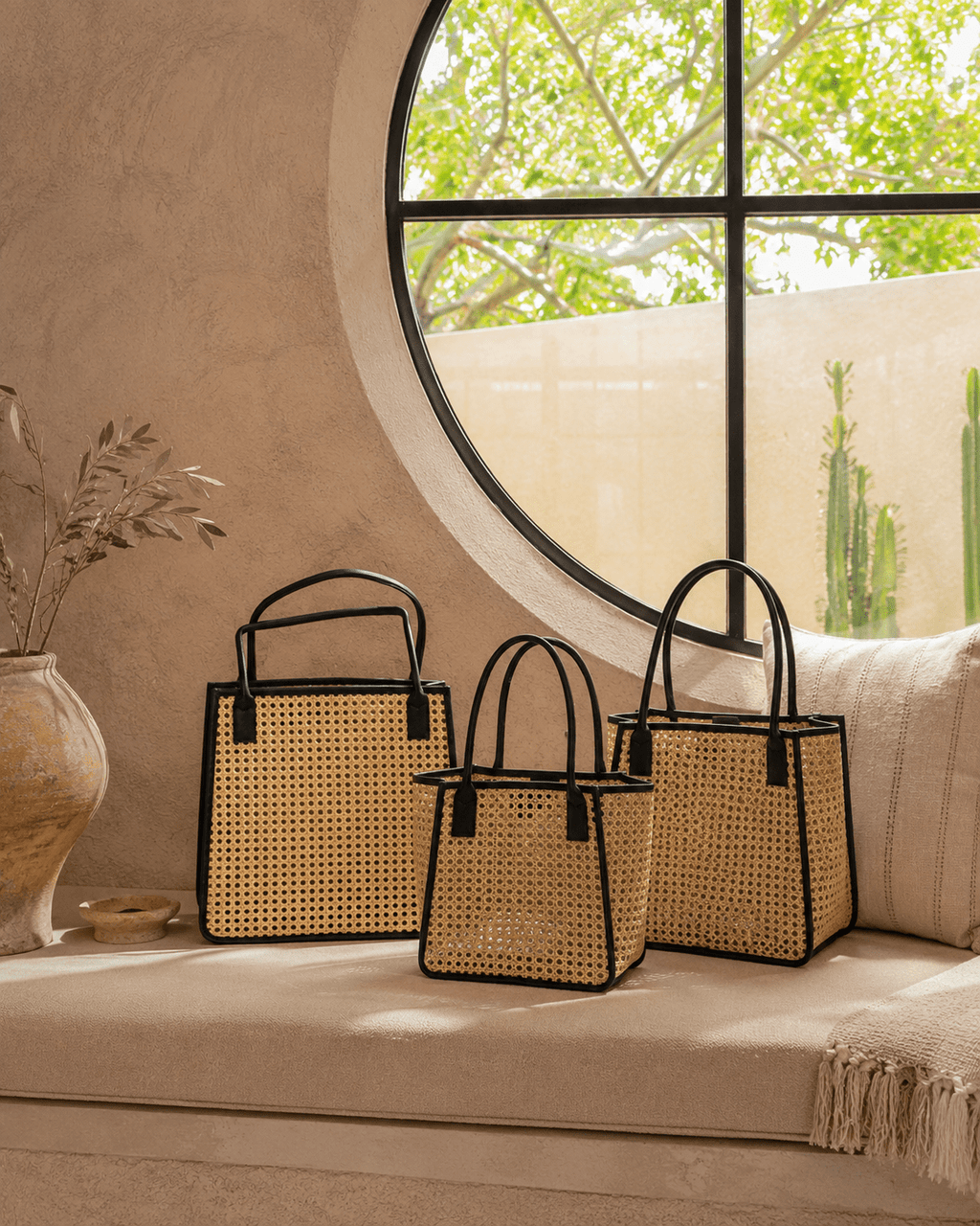 Citra Leather and Rattan Tote Bag - Che Cose Belle