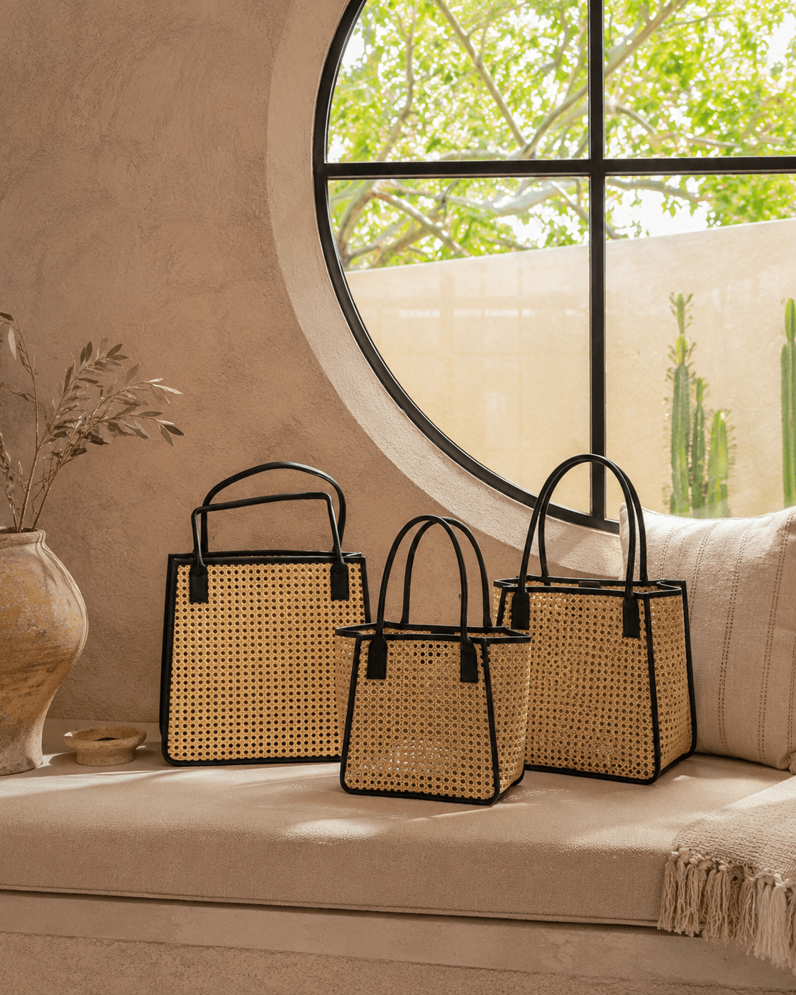 Citra Leather and Rattan Tote Bag - Che Cose Belle